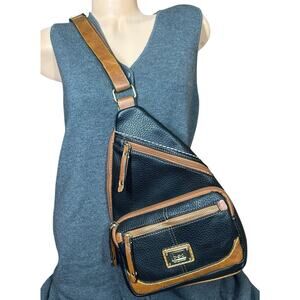 BOC Born Concepts Pebbled Black Brown Sling Backpack Travel Bag Day Pack Purse